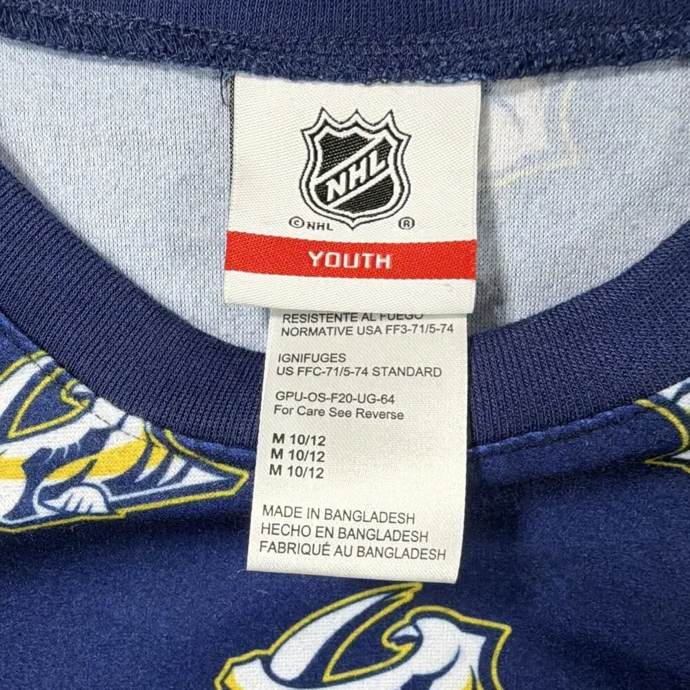 NHL Nashville Predators Youth 2-Piece Long Sleeve Pajama Set Blue 10-12